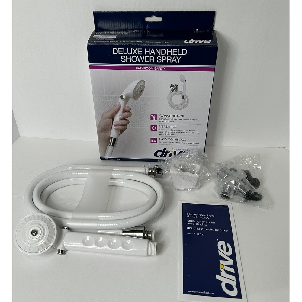 Drive Medical Deluxe Handheld Shower Spray White Shower Aid Helper Easy